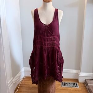 Vintage Free People Wine Red voile lace slip